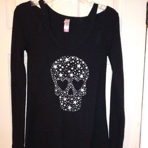 Skull Cold Shoulder Sweater